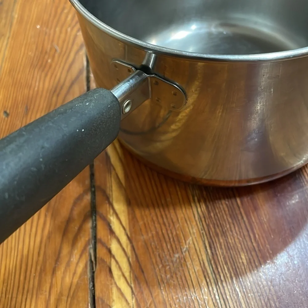 Revere Ware 2 Quart Saucepan No Lid Stainless Steel Copper Bottom Black Handle